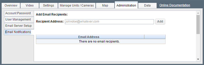 Email Notifications Admin Tab