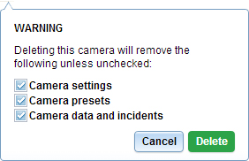 Delete Camera Warning