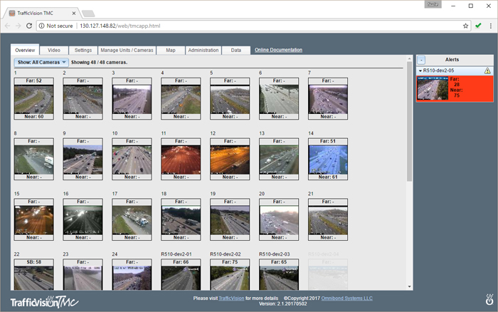 TrafficVision TMC Overview Tab Interface