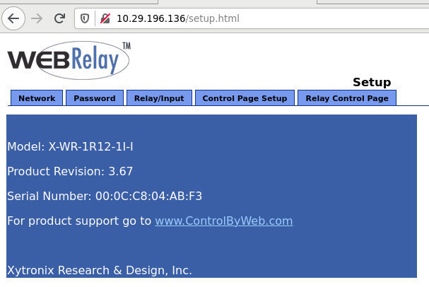 web relay configuration image