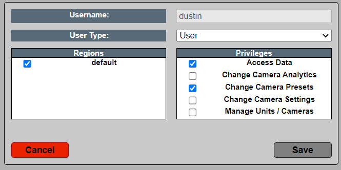 Edit User Pane