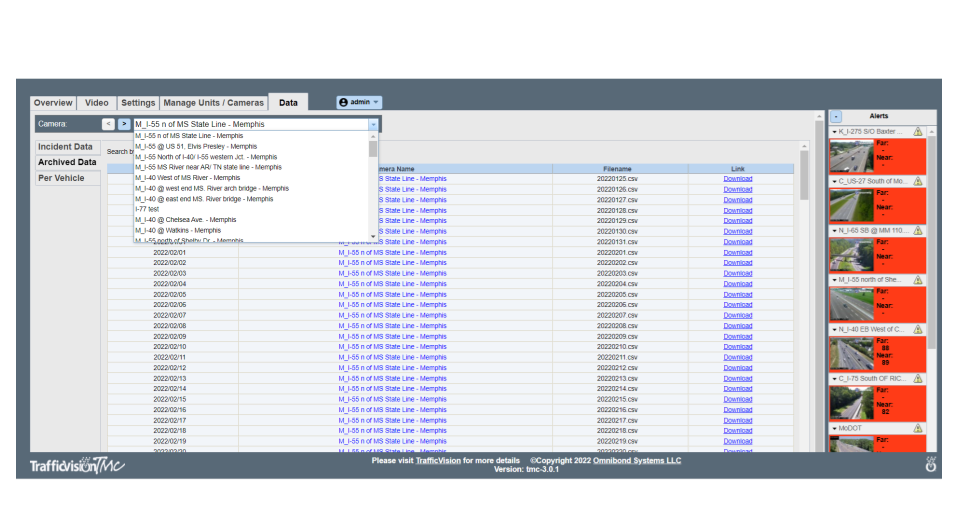 Archived Data Camera Selection