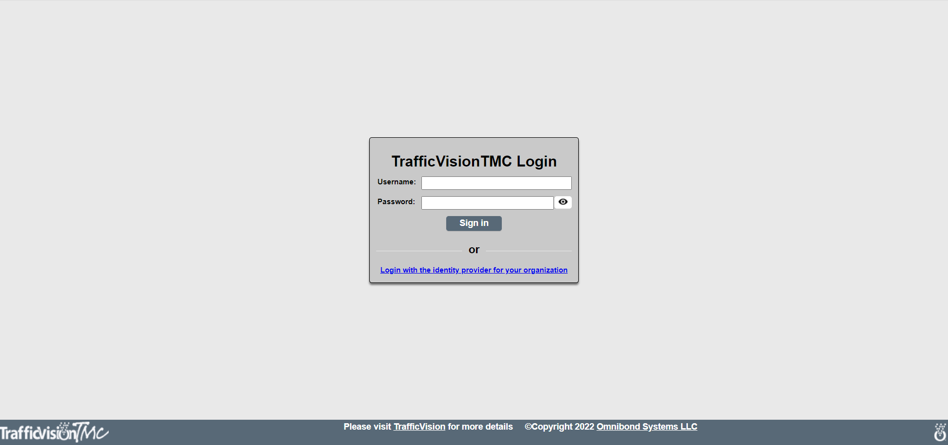TrafficVision TMC Login Page